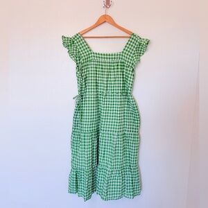 Draper James RSVP Green Gingham Dress with Ruffle Sleeves
